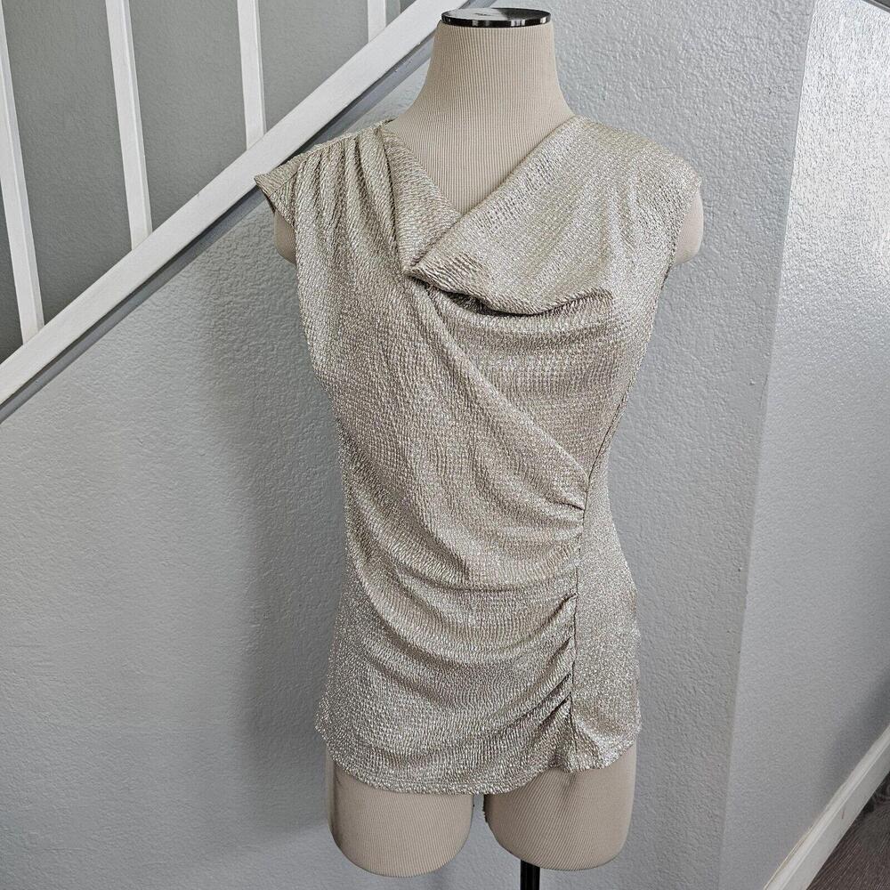Dana Buchman Sleeveless Sparkly Gold Shell